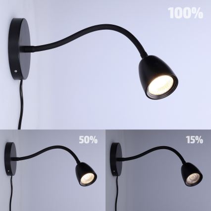 LED Pritemdoma maža sieninė lempa LED/4W/230V juoda