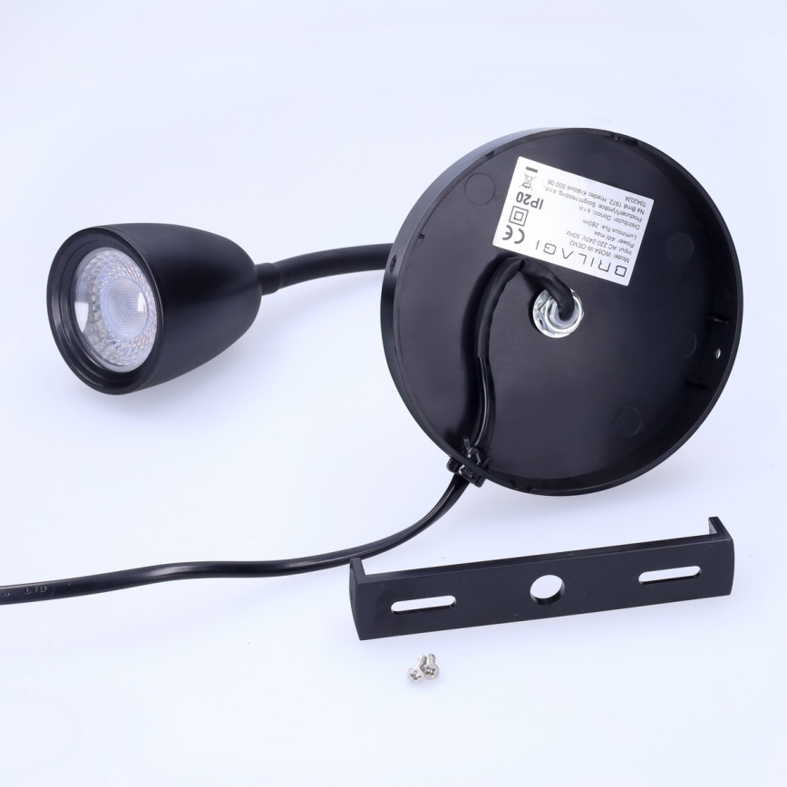 LED Pritemdoma maža sieninė lempa LED/4W/230V juoda