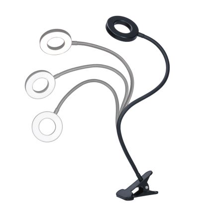 Reguliuojama LED stalinė lempa su segtuku LED/8W/230V 3000/4000/5000K juoda
