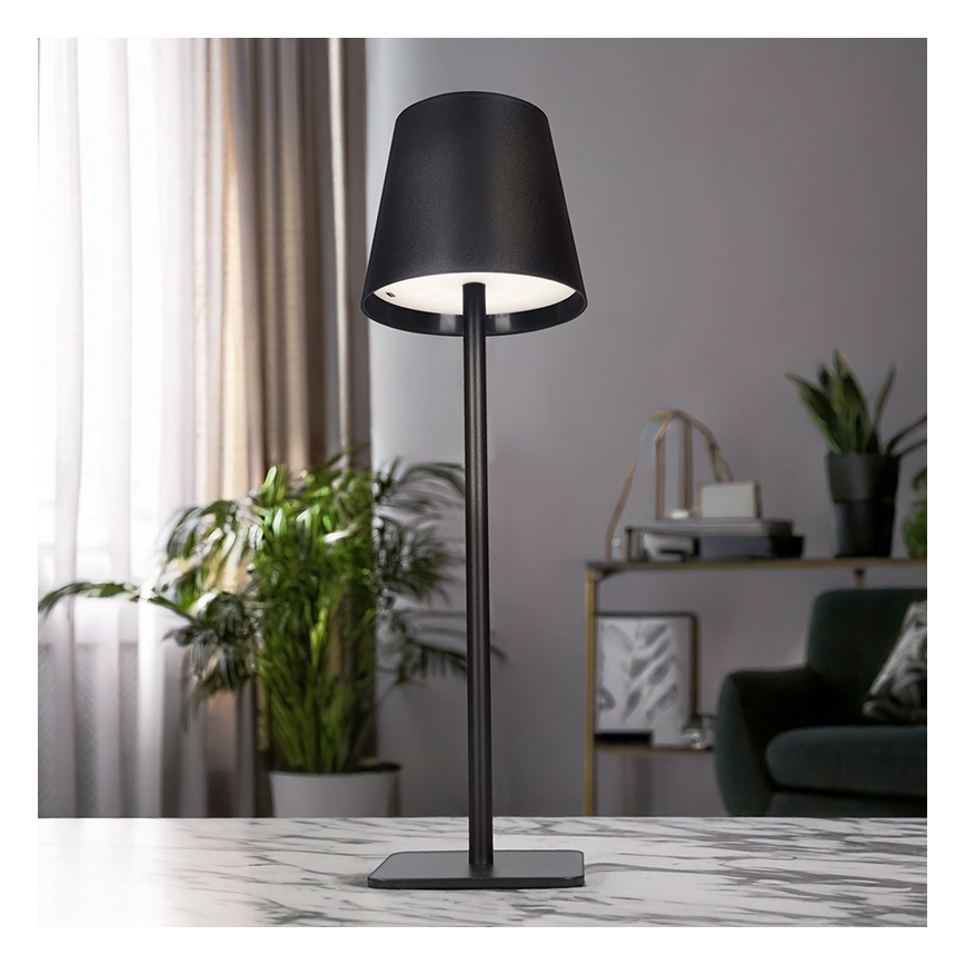 LED reguliuojama įkraunama jutiklinė stalo lempa LUCCA LED/3,7V 3000/4000/6500K 2000 mAh juoda