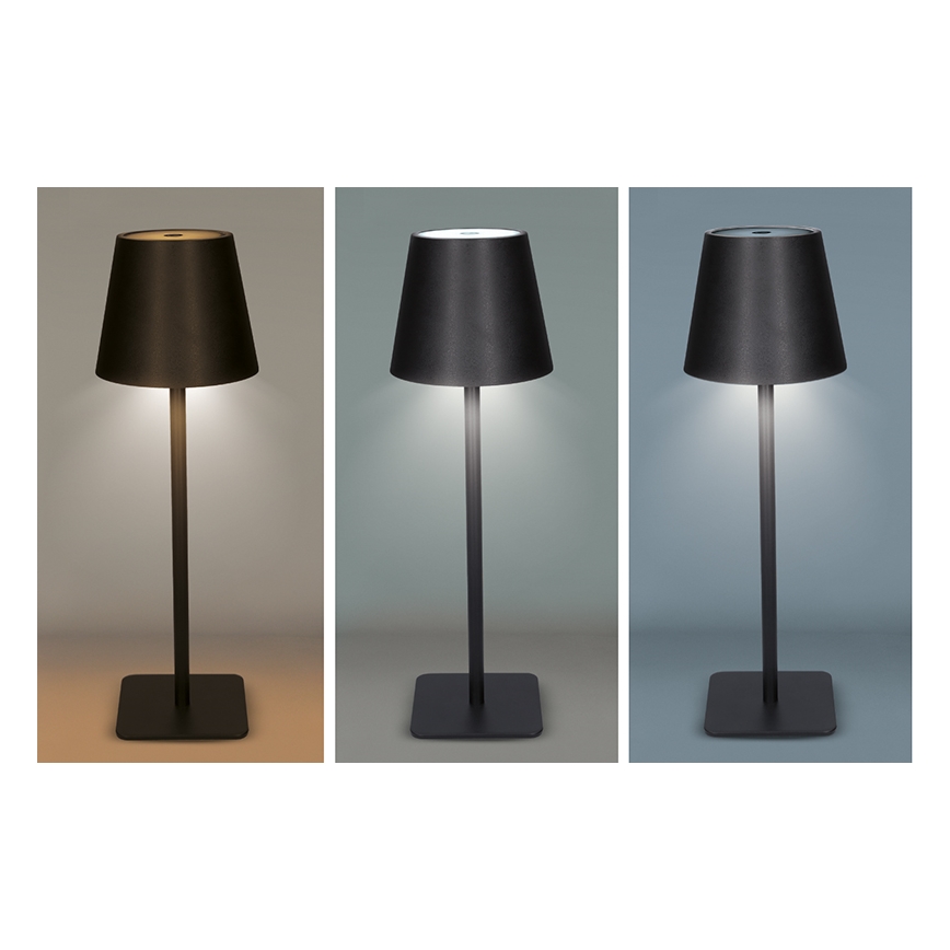 LED reguliuojama įkraunama jutiklinė stalo lempa LUCCA LED/3,7V 3000/4000/6500K 2000 mAh juoda