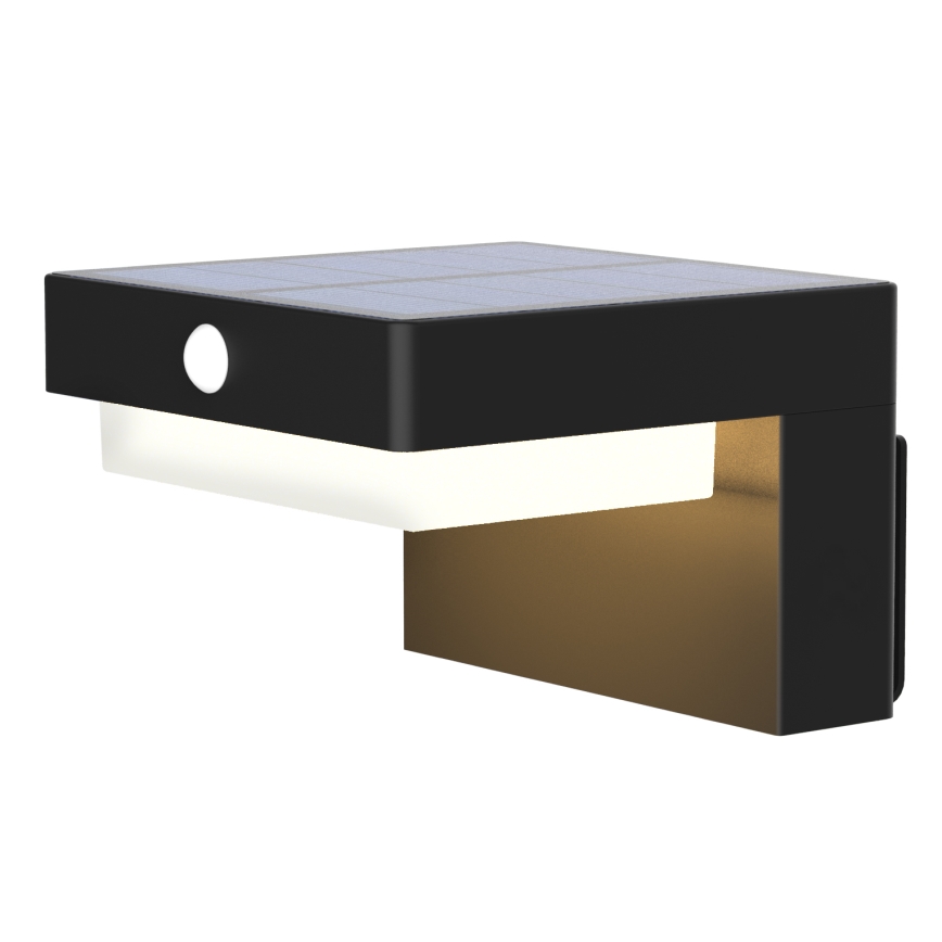 LED Sieninis saulės šviestuvas su judesio ir prieblandos jutikliu PALERMO LED/5W/2000 mAh IP54 juoda