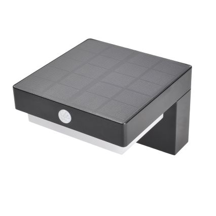 LED Sieninis saulės šviestuvas su judesio ir prieblandos jutikliu PALERMO LED/5W/2000 mAh IP54 juoda