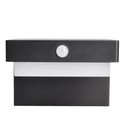 LED Sieninis saulės šviestuvas su judesio ir prieblandos jutikliu PALERMO LED/5W/2000 mAh IP54 juoda