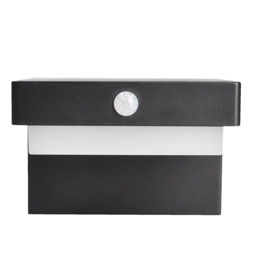 LED Sieninis saulės šviestuvas su judesio ir prieblandos jutikliu PALERMO LED/5W/2000 mAh IP54 juoda
