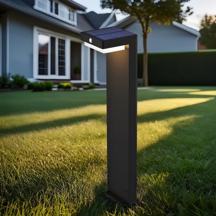 LED šviestuvas, įkraunamas saulės energija su judesio ir prieblandos jutikliu PALERMO LED/5W/2000 mAh IP54 juoda