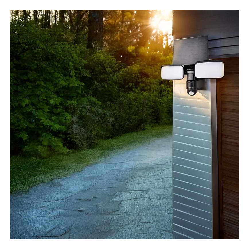 LED saulės prožektorius su jutikliu LED/9W/3,7V 3600 mAh IP54