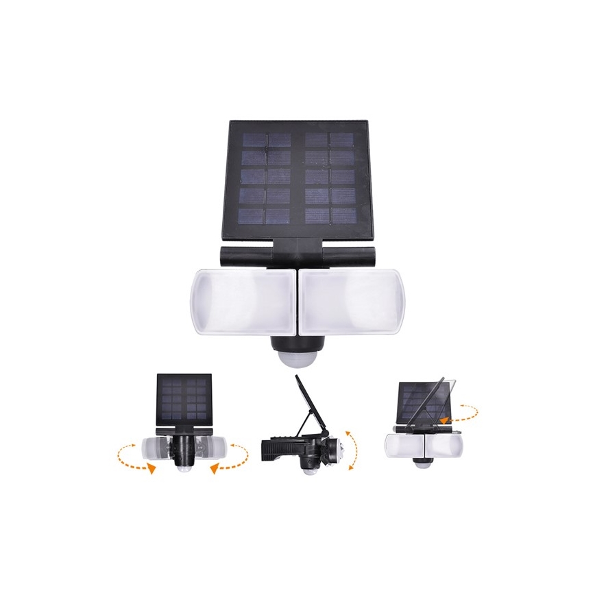 Saulės energijos LED prožektorius su jutikliu 2000mAh LED/8W/3,7V IP44