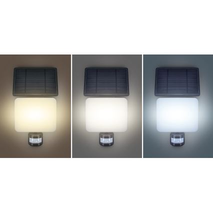 LED Saulės energijos prožektorius su judesio jutikliu LED/11W/3,7V 4400mAh 3000K/4000K/6500K IP54