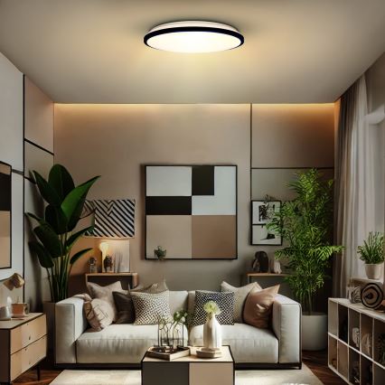 LED Pritemdomas lubinis šviestuvas JAMIL LED/48W/230V 3000-6500K juoda + nuotolinio valdymo pultas