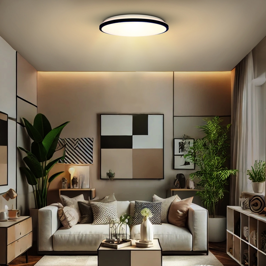 LED Pritemdomas lubinis šviestuvas JAMIL LED/48W/230V 3000-6500K juoda + nuotolinio valdymo pultas