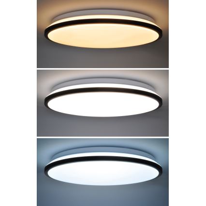 LED Pritemdomas lubinis šviestuvas JAMIL LED/48W/230V 3000-6500K juoda + nuotolinio valdymo pultas