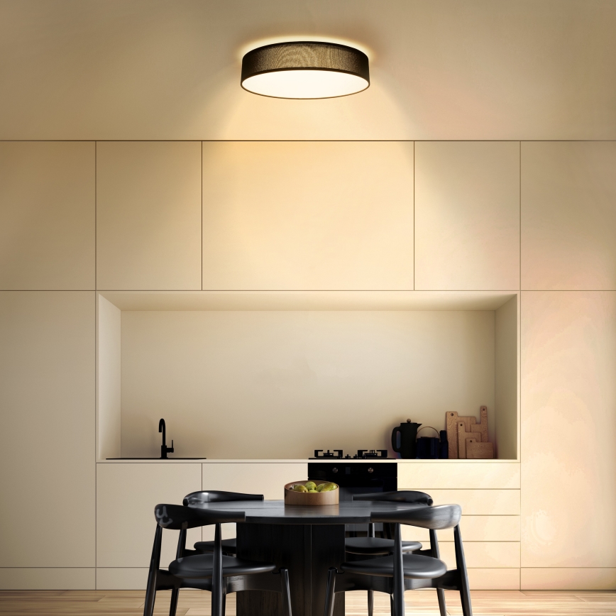 LED Pritemdomas lubinis šviestuvas PENLEY LED/48W/230V 3000-6500K diametras 40 cm juoda + nuotolinio valdymo pultas