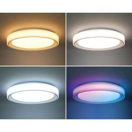 LED RGB pritemdomas lubinis šviestuvas FLOCO LED/30W/230V 3000-6500K + RGB/6W diametras 40cm + nuotolinio valdymo pultas