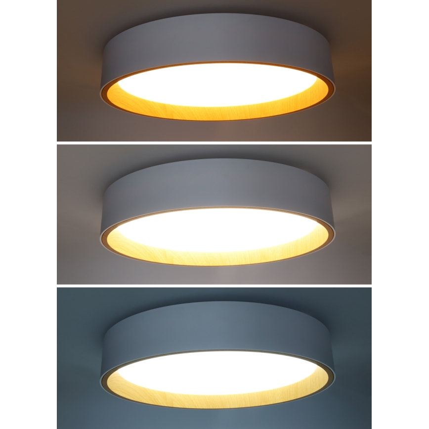 LED Pritemdomas lubinis šviestuvas LARIOS LED/48W/230V 3000-6500K diametras 39 cm balta + nuotolinio valdymo pultas