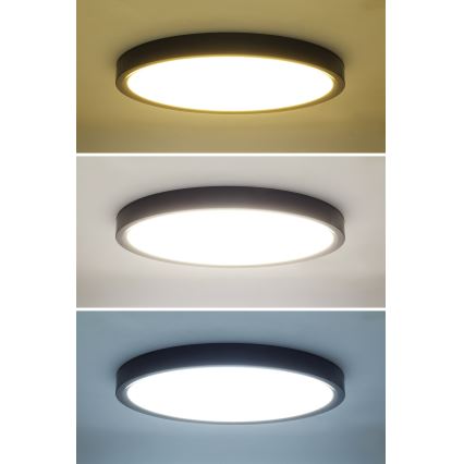 LED Pritemdomas lubinis šviestuvas ESTELA LED/36W/230V diametras 30 cm juoda + nuotolinio valdymo pultas