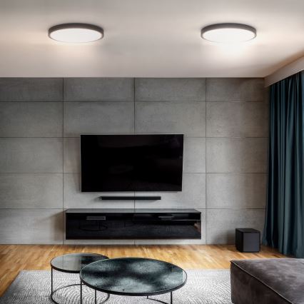 LED Pritemdomas lubinis šviestuvas ESTELA LED/36W/230V diametras 30 cm juoda + nuotolinio valdymo pultas