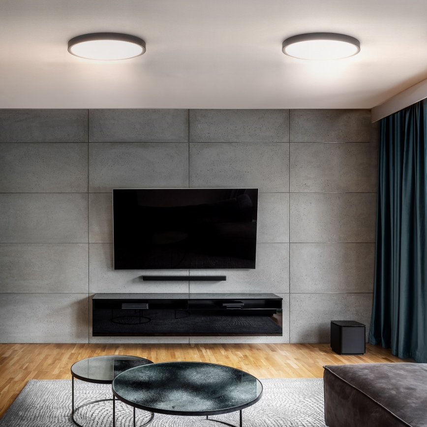 LED Pritemdomas lubinis šviestuvas ESTELA LED/36W/230V diametras 30 cm juoda + nuotolinio valdymo pultas