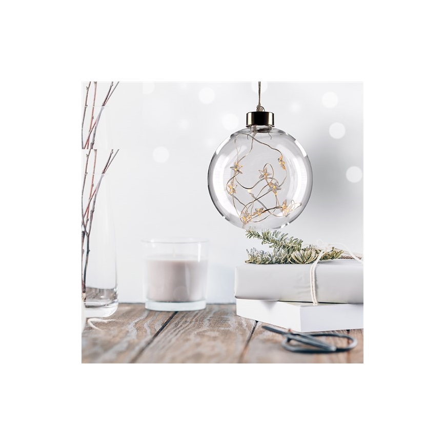 LED Kalėdinis kamuolys 10xLED/2xAA