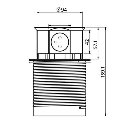 Stalinė kištukinių lizdų kolona 2x230V + 2xUSB