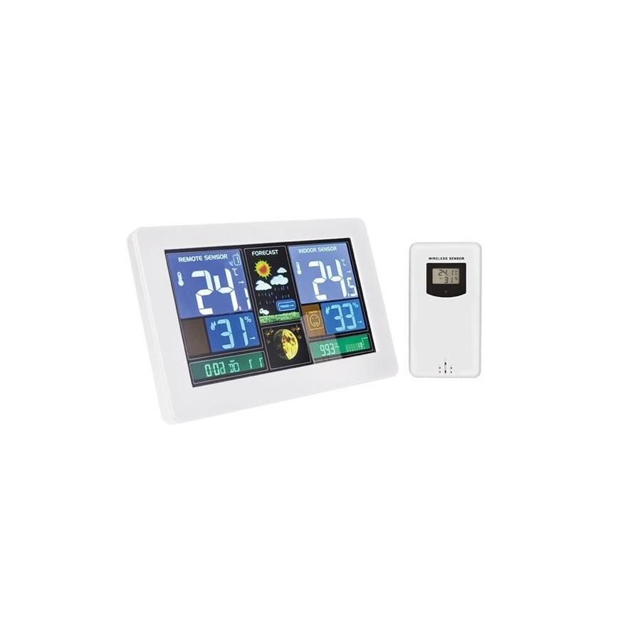 Orų stotelė su LCD ekranu, įkraunama USB balta