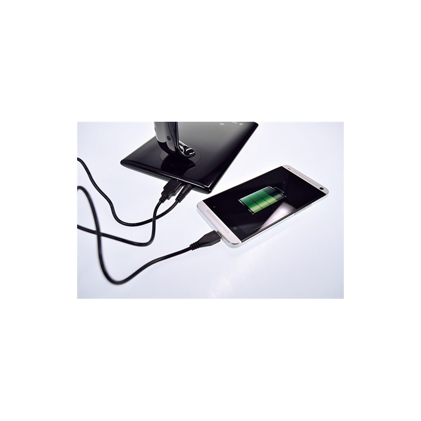 LED reguliuojamas stalo šviestuvas su USB jungtimi LED/12W/230V juodas
