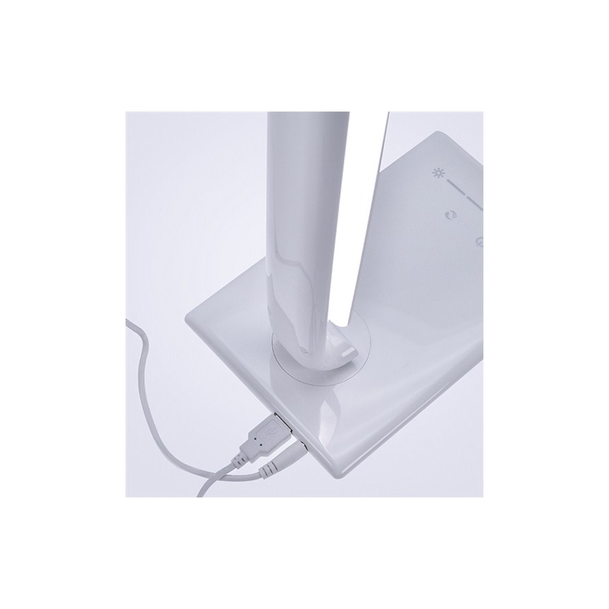 Soligth WO37-W - LED Reguliuojama stalinė lempa su USB jungtimi LED/12W/230V balta
