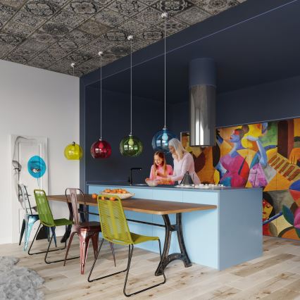 Pakabinamas šviestuvas su laidu BALL 1xE27/15W/230V Ø 30 cm balta/blizgus chromas