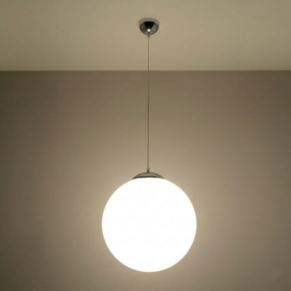 Pakabinamas šviestuvas UGO su laidu 1xE27/15W/230V, skersmuo 40 cm, baltas/blizgus chromas