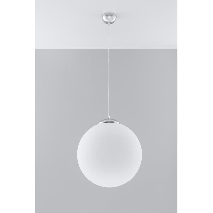 Pakabinamas šviestuvas UGO su laidu 1xE27/15W/230V, skersmuo 40 cm, baltas/blizgus chromas
