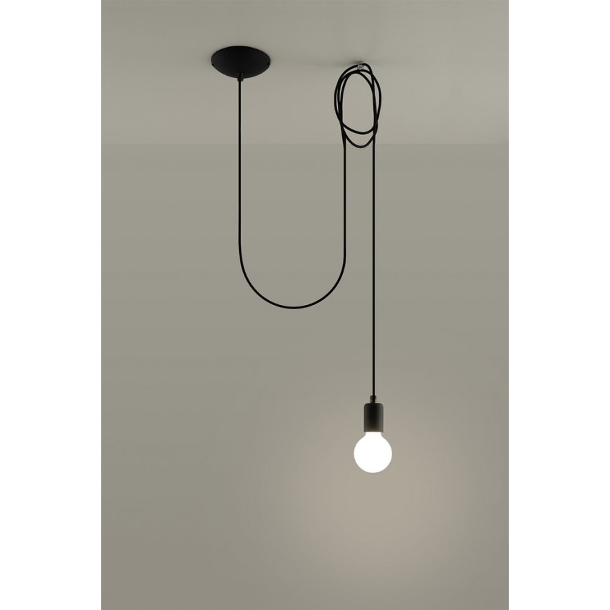 Pakabinamas sietynas EDISON 1 1xE27/60W/230V voras juoda