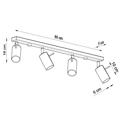 lubinis akcentinis šviestuvas RING 4xGU10/10W/230V