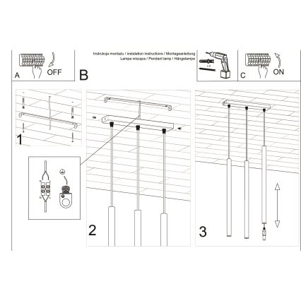 Pakabinamas sietynas PASTELO 3xG9/8W/230V balta