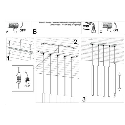 Pakabinamas sietynas PASTELO 5xG9/8W/230V juoda