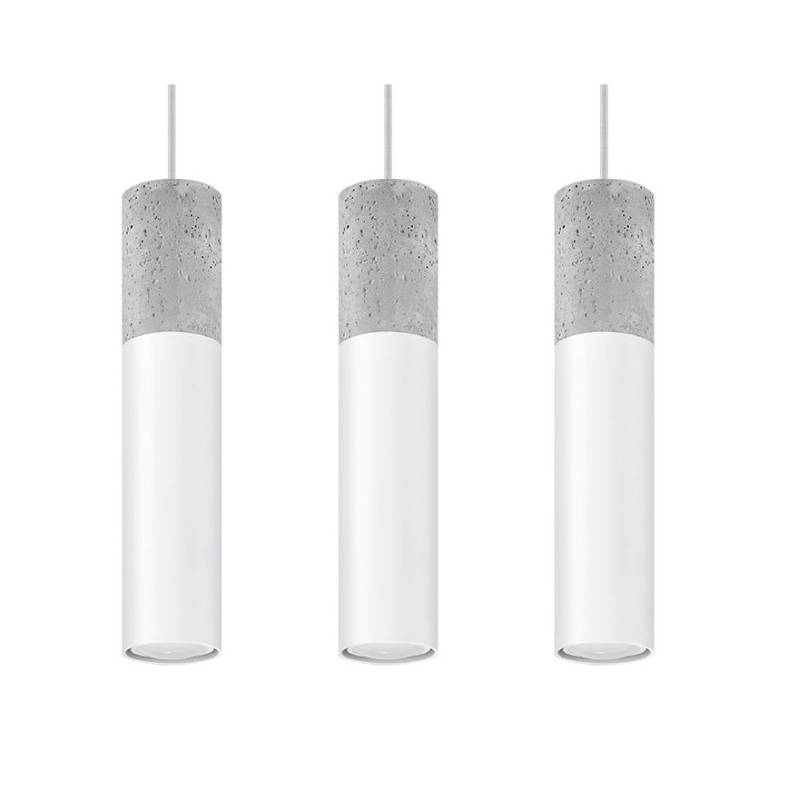 Pakabinamas sietynas BORGIO 3xGU10/40W/230V betono/metalo baltos spalvos