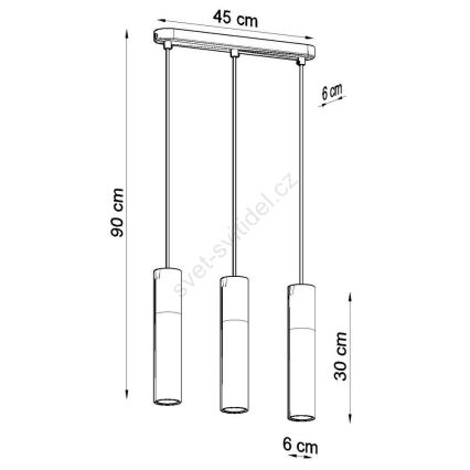 Pakabinamas sietynas BORGIO 3xGU10/40W/230V betono/metalo baltos spalvos