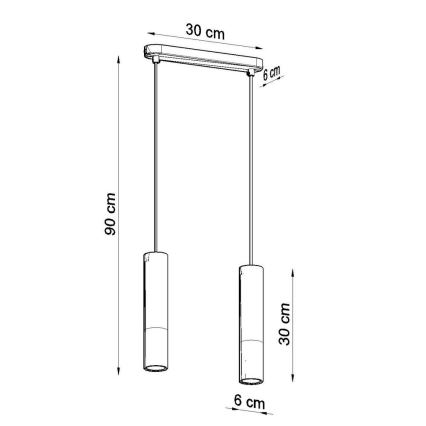 Pakabinamas sietynas BORGIO 2xGU10/40W/230V betonas/metalo juoda