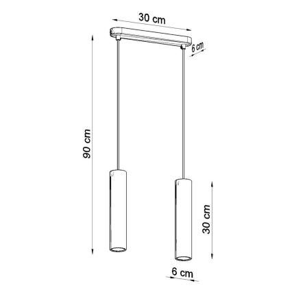 Pakabinamas sietynas LUVO 2xGU10/40W/230V betonas/juodas