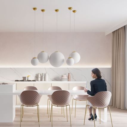 Pakabinamas šviestuvas ant laido TOYA 1xE27/60W/230V Ø 20 cm balta/auksinė