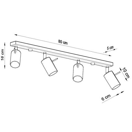 Akcentinis apšvietimas RING 4xGU10/10W/230V