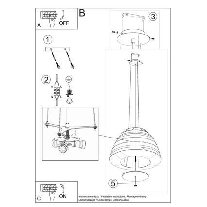 Pakabinamas sietynas BELLA 3xE27/60W/230V d. 60 cm baltas