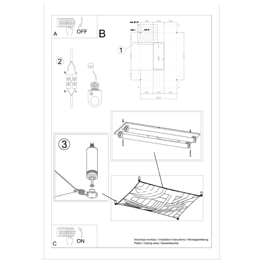 LED lubinis šviestuvas LUNA 2xG13/8,5W/230V 80x105 cm balta