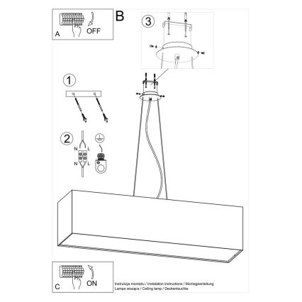 Pakabinamas sietynas SANTA 5xE27/60W/230V 120 cm baltas