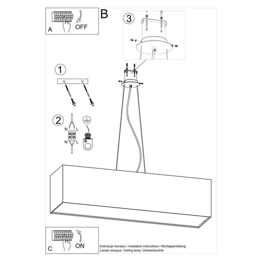 Pakabinamas sietynas SANTA 5xE27/60W/230V 120 cm baltas