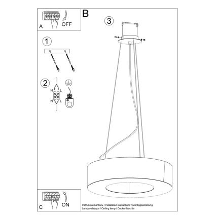 Pakabinamas sietynas SATURNO 8xE27/60W/230V d. 90 cm baltas