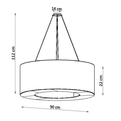 Pakabinamas sietynas SATURNO 8xE27/60W/230V d. 90 cm juodas