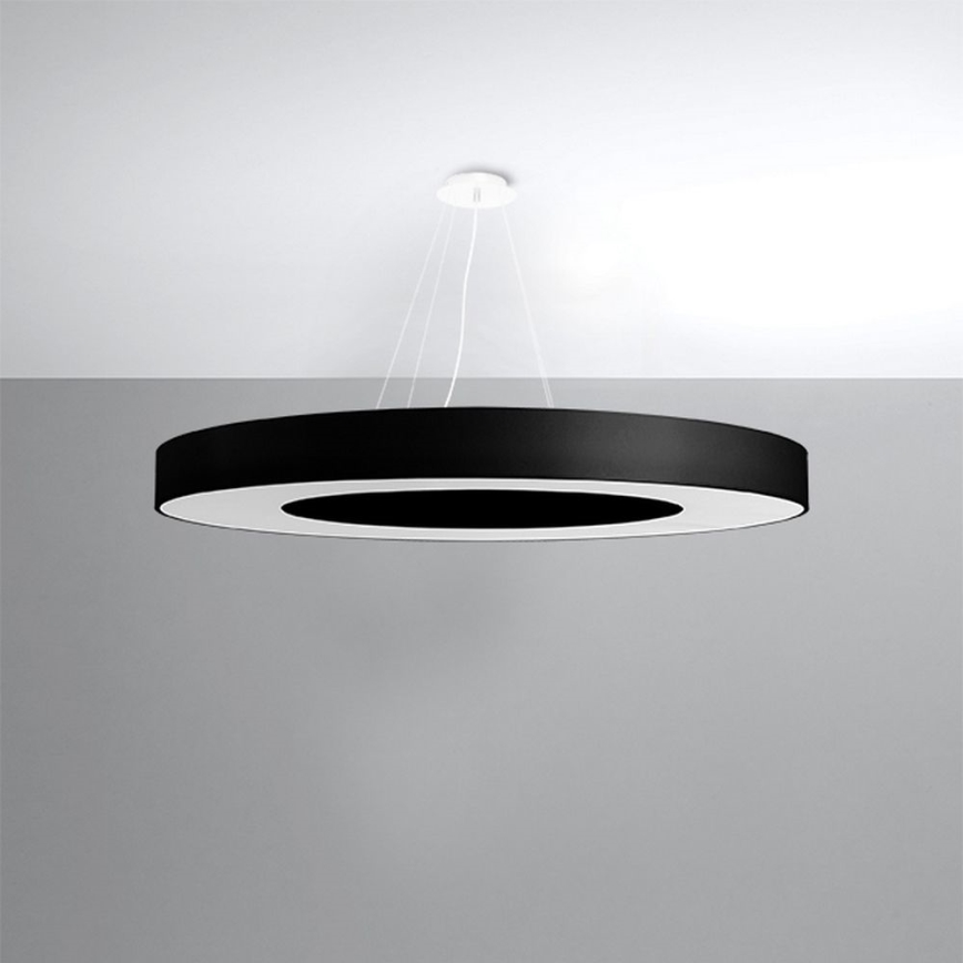 Pakabinamas sietynas SATURNO SLIM 8xE27/60W/230V d. 90 cm juodas