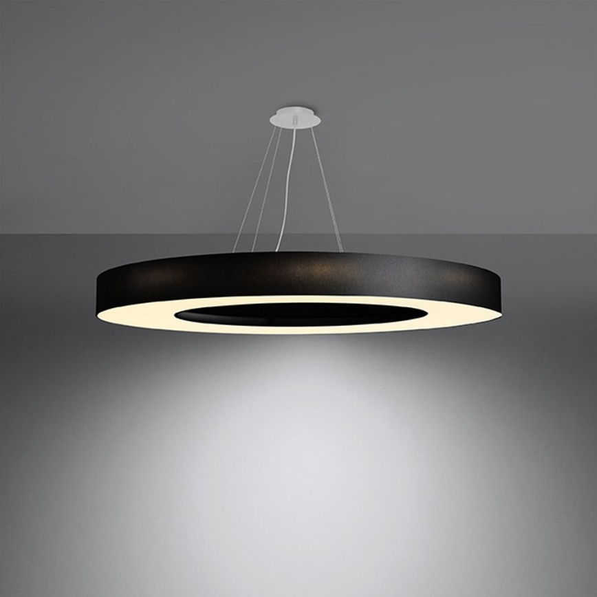 Pakabinamas sietynas SATURNO SLIM 8xE27/60W/230V d. 90 cm juodas