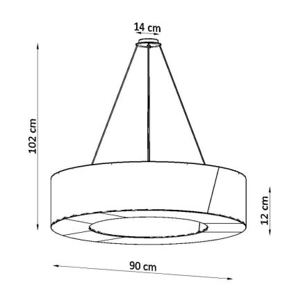 Pakabinamas sietynas SATURNO SLIM 8xE27/60W/230V d. 90 cm juodas