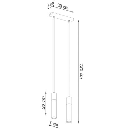 Pakabinamas sietynas ZANE 2xGU10/40W/230V betonas/Beržas/bukas